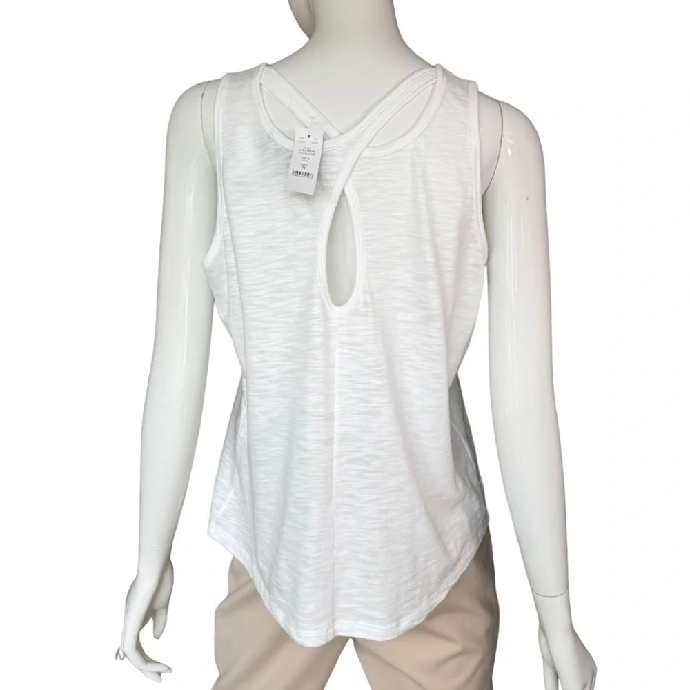 White House Black Market White Tank Cutout Back Size M NWT - Picture 6 of 6